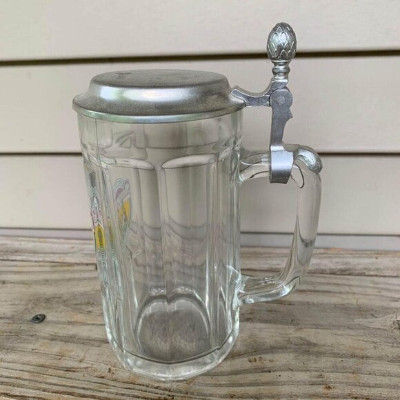 Kampendahl Lidded Beer Mug Glass & Pewter - Picture 3 of 7